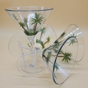 Palm Tree Themed Acrylic Martini Glasses -  Set Of 4